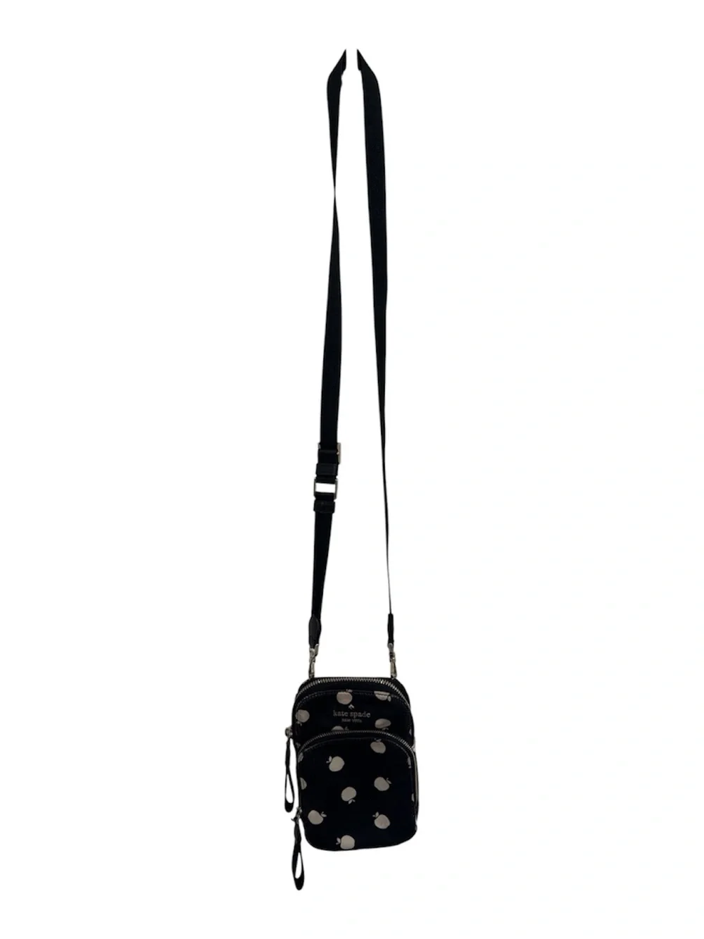 kate spade Black with Cream Apple Print Crossbody Pouch